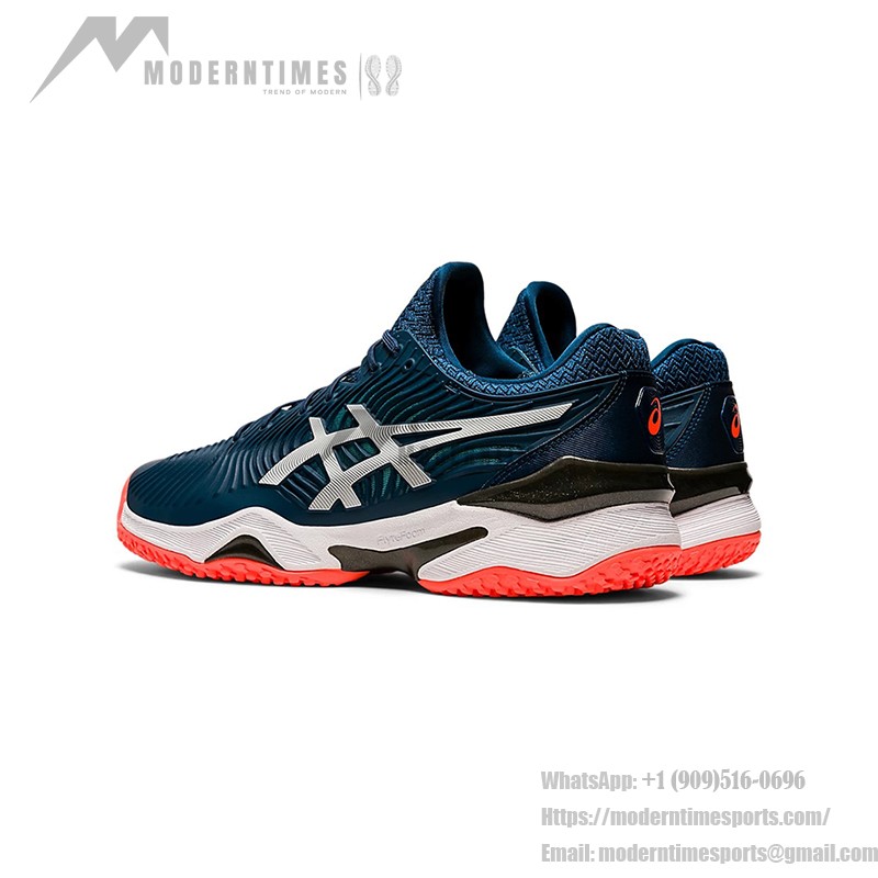 ASICS Court FlyteFoam 2 1041A084-400 テニスシューズ ASICS Court FlyteFoam 2 1041A084-400 ネイビーブルー ホワイト 蛍光オレンジ テニスシューズ