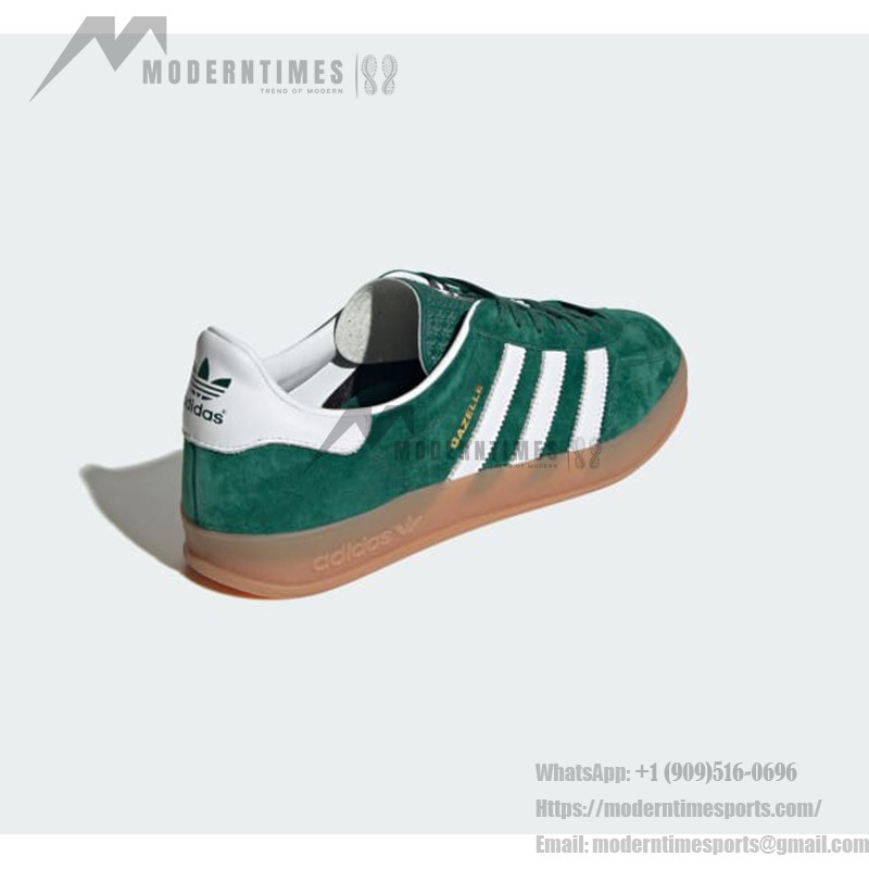 Adidas Gazelle Indoor IG1596 - Green Suede Sneakers with White Stripes & Gum Sole Adidas Gazelle Indoor IG1596 - Green Suede Sneakers with White Stripes & Gum Sole