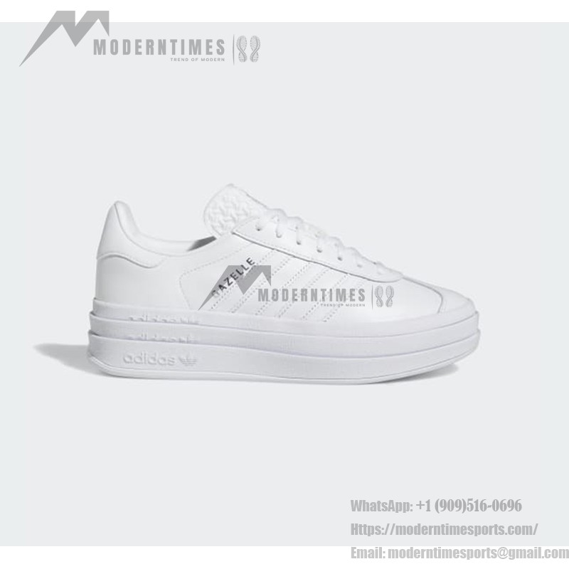 Adidas Gazelle Bold IE5130 - White Leather Sneakers with Platform Sole Adidas Gazelle Bold IE5130 All-White Leather Sneakers with Platform Sole