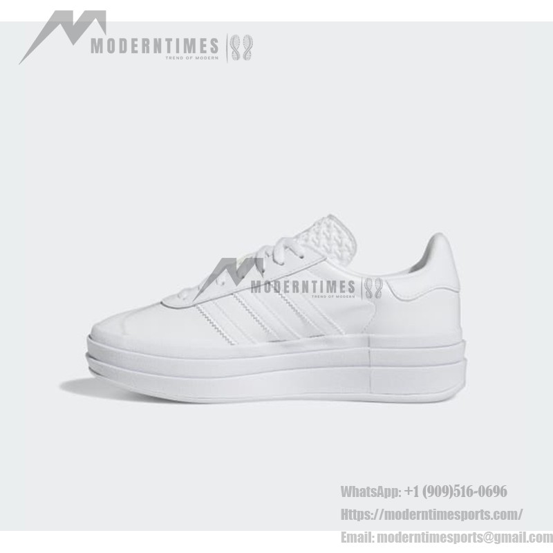Adidas Gazelle Bold IE5130 - White Leather Sneakers with Platform Sole Adidas Gazelle Bold IE5130 All-White Leather Sneakers with Platform Sole