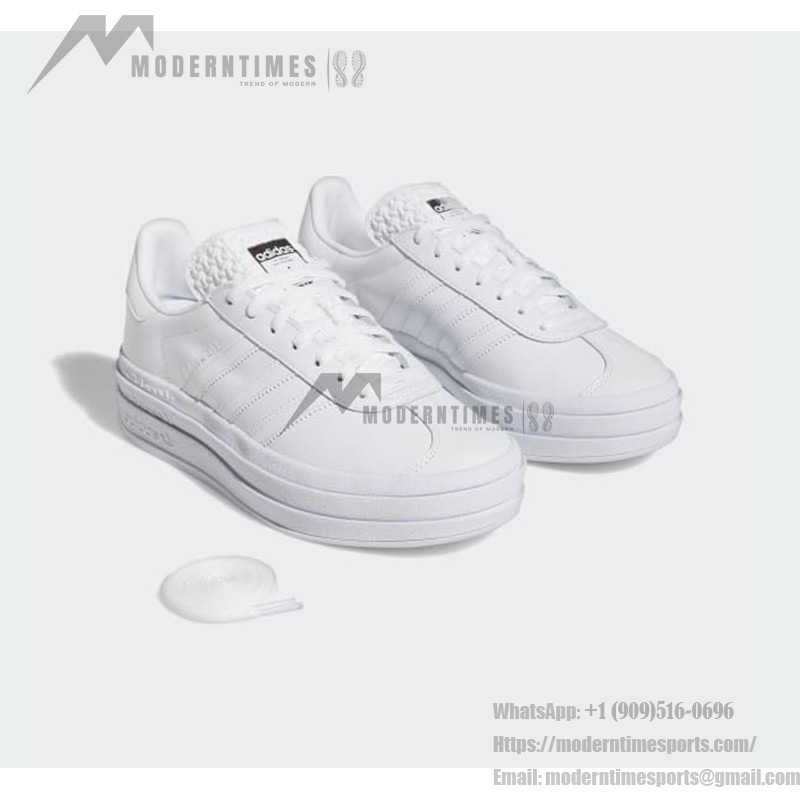 Adidas Gazelle Bold IE5130 - White Leather Sneakers with Platform Sole Adidas Gazelle Bold IE5130 All-White Leather Sneakers with Platform Sole
