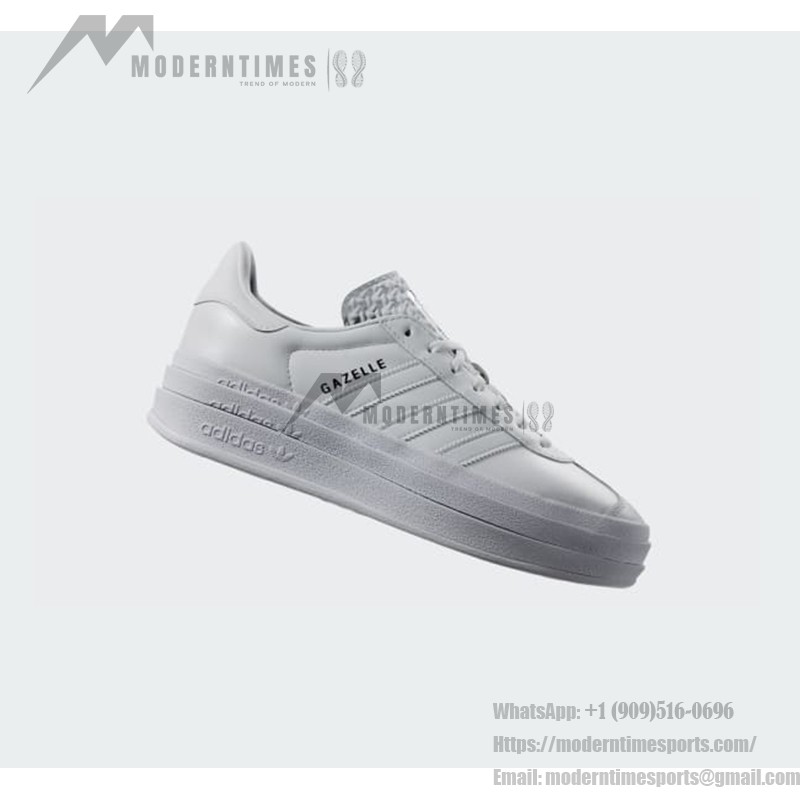 Adidas Gazelle Bold IE5130 - White Leather Sneakers with Platform Sole Adidas Gazelle Bold IE5130 All-White Leather Sneakers with Platform Sole