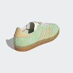 Adidas Gazelle Indoor IE2948 - Green Suede Sneakers with Beige Stripes Adidas Gazelle Indoor IE2948 Green Suede Sneakers with Beige Stripes and Gum Sole