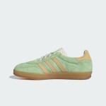Adidas Gazelle Indoor IE2948 - Green Suede Sneakers with Beige Stripes Adidas Gazelle Indoor IE2948 Green Suede Sneakers with Beige Stripes and Gum Sole