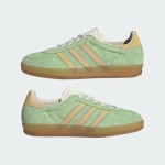 Adidas Gazelle Indoor IE2948 - Green Suede Sneakers with Beige Stripes Adidas Gazelle Indoor IE2948 Green Suede Sneakers with Beige Stripes and Gum Sole