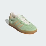 Adidas Gazelle Indoor IE2948 - Green Suede Sneakers with Beige Stripes Adidas Gazelle Indoor IE2948 Green Suede Sneakers with Beige Stripes and Gum Sole