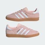 Adidas Gazelle Indoor IH5484 - Pink Suede Sneakers with Blue Stripes Adidas Gazelle Indoor IH5484 Pink Suede Sneakers with Pastel Blue Stripes and Gum Sole
