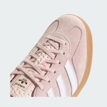 Adidas Gazelle Indoor IH5484 - Pink Suede Sneakers with Blue Stripes Adidas Gazelle Indoor IH5484 Pink Suede Sneakers with Pastel Blue Stripes and Gum Sole