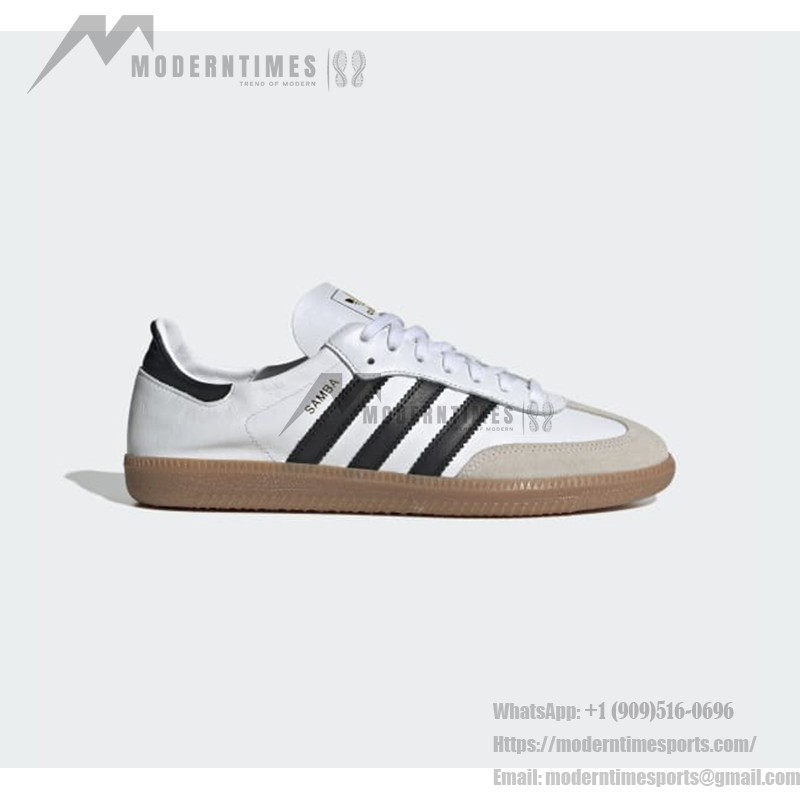 Adidas Samba Decon IF0642 - ホワイトレザースニーカー Adidas Samba Decon IF0642 ホワイトレザースニーカー ブラックストライプ ガムソール