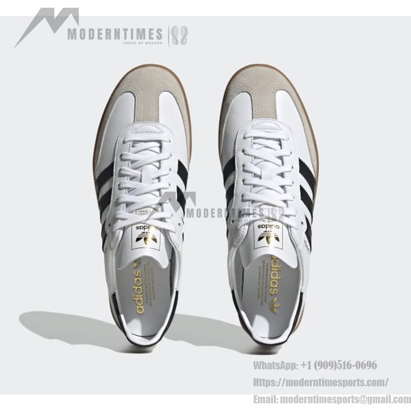 Adidas Samba Decon IF0642 - ホワイトレザースニーカー Adidas Samba Decon IF0642 ホワイトレザースニーカー ブラックストライプ ガムソール