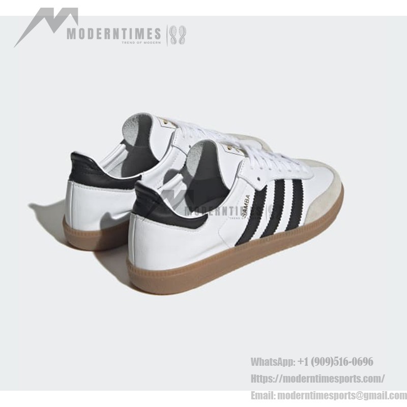 Adidas Samba Decon IF0642 - ホワイトレザースニーカー Adidas Samba Decon IF0642 ホワイトレザースニーカー ブラックストライプ ガムソール