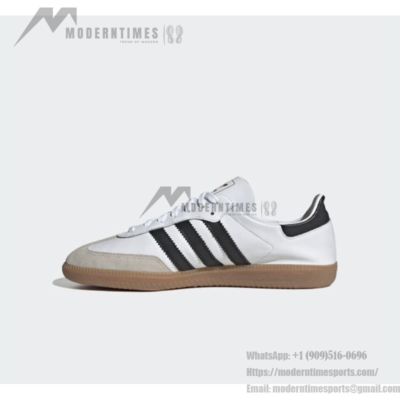 Adidas Samba Decon IF0642 - ホワイトレザースニーカー Adidas Samba Decon IF0642 ホワイトレザースニーカー ブラックストライプ ガムソール