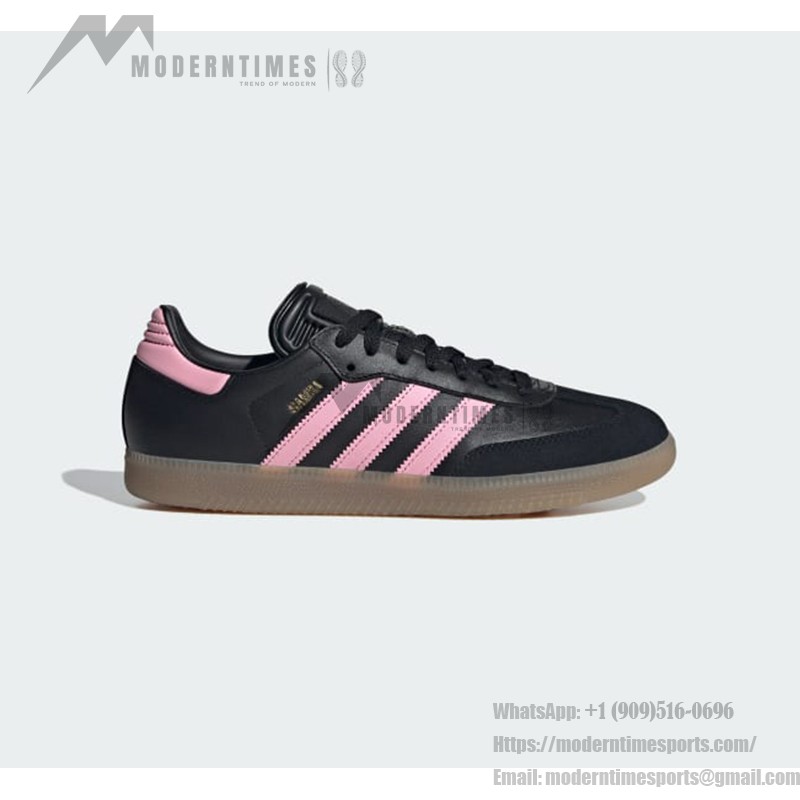 Adidas Samba IH8157 - Black Sneakers with Pink Stripes Adidas Samba IH8157 Black Sneakers with Pink Stripes and Gum Sole