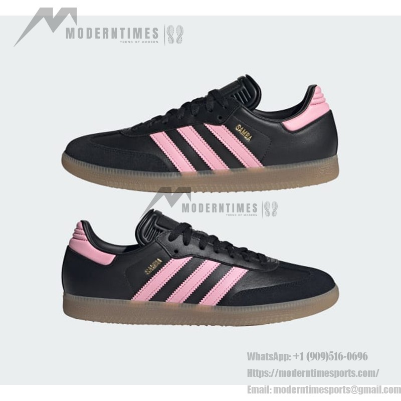 Adidas Samba IH8157 - Black Sneakers with Pink Stripes Adidas Samba IH8157 Black Sneakers with Pink Stripes and Gum Sole