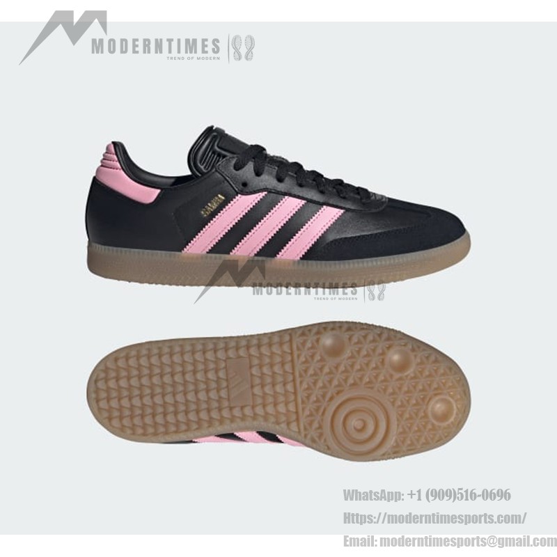 Adidas Samba IH8157 - Black Sneakers with Pink Stripes Adidas Samba IH8157 Black Sneakers with Pink Stripes and Gum Sole