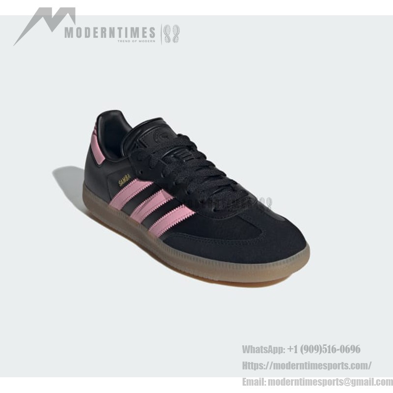 Adidas Samba IH8157 - Black Sneakers with Pink Stripes Adidas Samba IH8157 Black Sneakers with Pink Stripes and Gum Sole