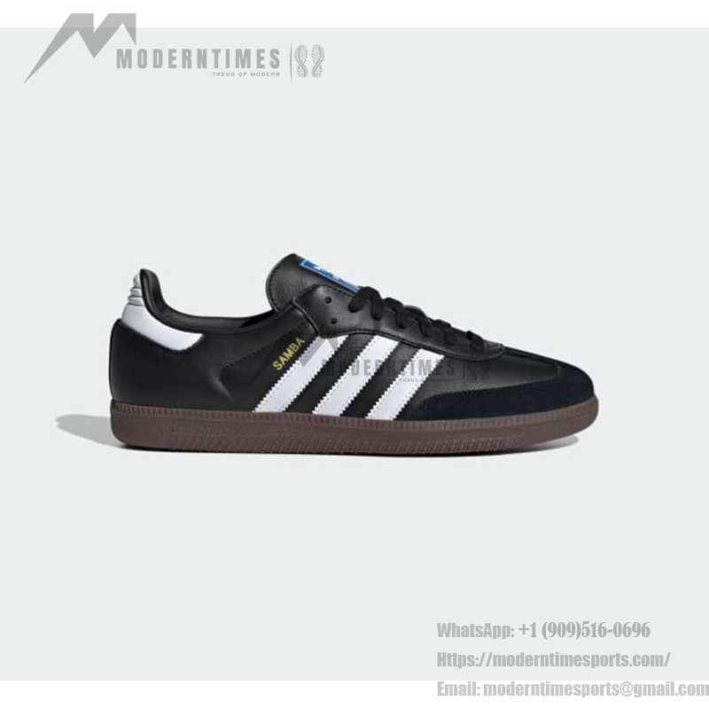 Adidas Samba OG B75807 - Black Sneakers with Silver Stripes Adidas Samba OG B75807 Black Leather Sneakers with Silver Stripes and Gum Sole
