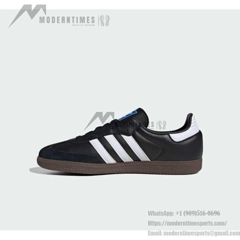 Adidas Samba OG B75807 - Black Sneakers with Silver Stripes Adidas Samba OG B75807 Black Leather Sneakers with Silver Stripes and Gum Sole