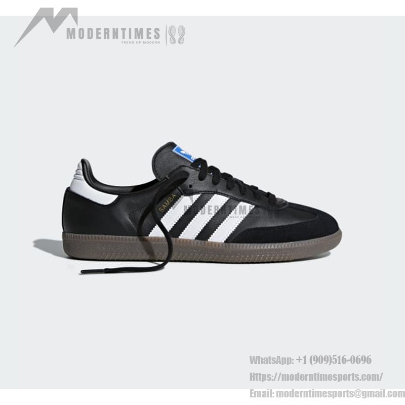 Adidas Samba OG B75807 - Black Sneakers with Silver Stripes Adidas Samba OG B75807 Black Leather Sneakers with Silver Stripes and Gum Sole