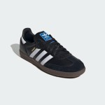 Adidas Samba OG B75807 - Black Sneakers with Silver Stripes Adidas Samba OG B75807 Black Leather Sneakers with Silver Stripes and Gum Sole