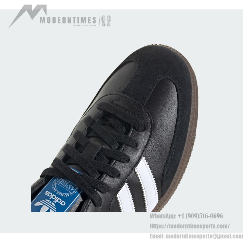 Adidas Samba OG B75807 - Black Sneakers with Silver Stripes Adidas Samba OG B75807 Black Leather Sneakers with Silver Stripes and Gum Sole