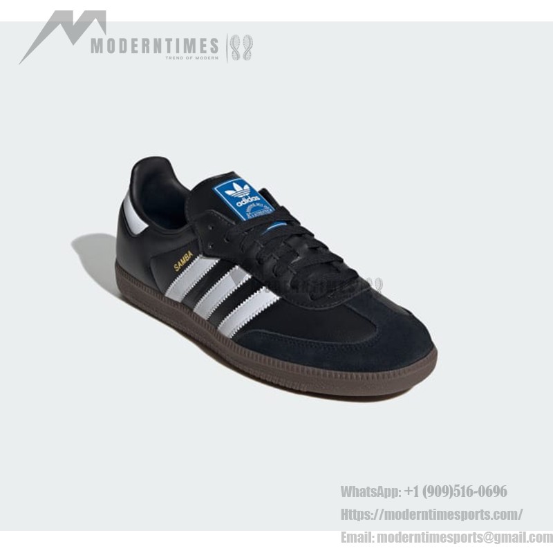 Adidas Samba OG B75807 - Black Sneakers with Silver Stripes Adidas Samba OG B75807 Black Leather Sneakers with Silver Stripes and Gum Sole
