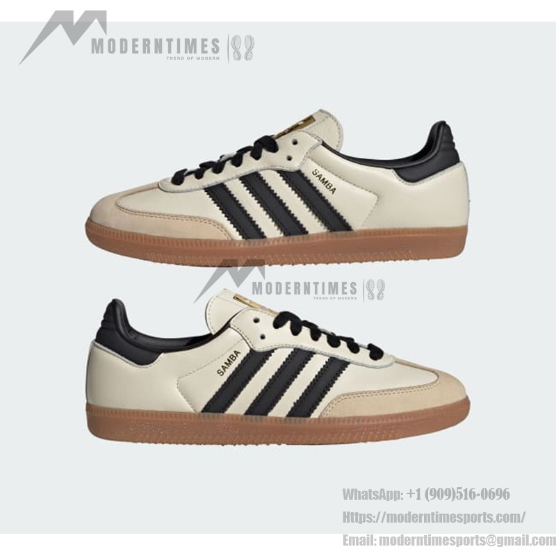 Adidas Samba OG ID0478 - Classic Ivory White Sneakers with Black Stripes Adidas Samba OG ID0478 Ivory White Sneakers with Black Stripes and Gum Sole