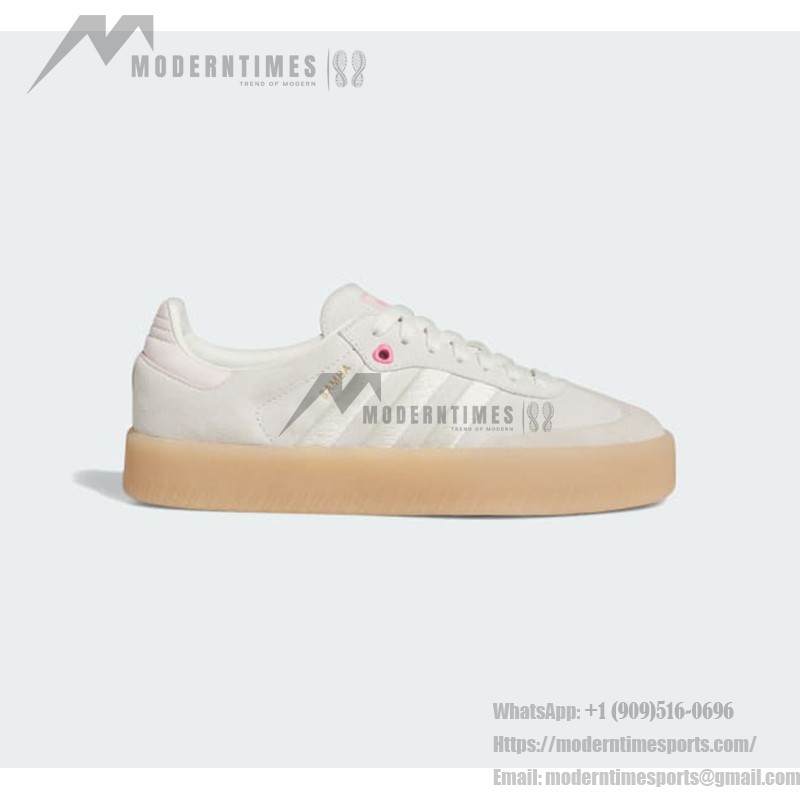 Adidas Samba OG ID1104 - Beige Sneakers with Pink Accents Adidas Samba OG ID1104 Beige Sneakers with Pink Accents and Gum Sole