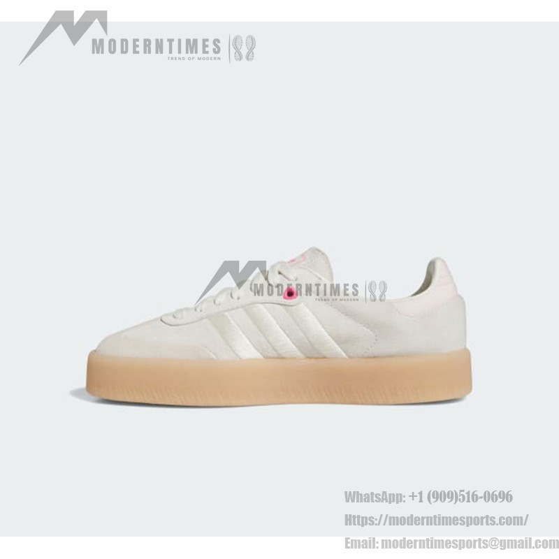 Adidas Samba OG ID1104 - Beige Sneakers with Pink Accents Adidas Samba OG ID1104 Beige Sneakers with Pink Accents and Gum Sole
