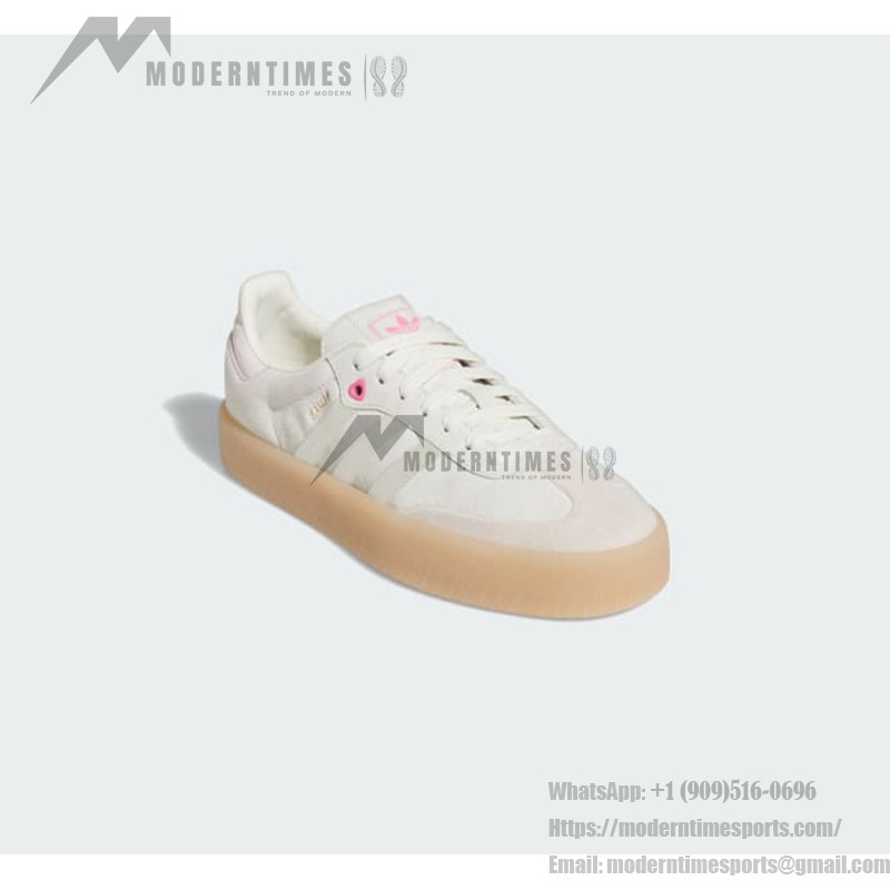 Adidas Samba OG ID1104 - Beige Sneakers with Pink Accents Adidas Samba OG ID1104 Beige Sneakers with Pink Accents and Gum Sole