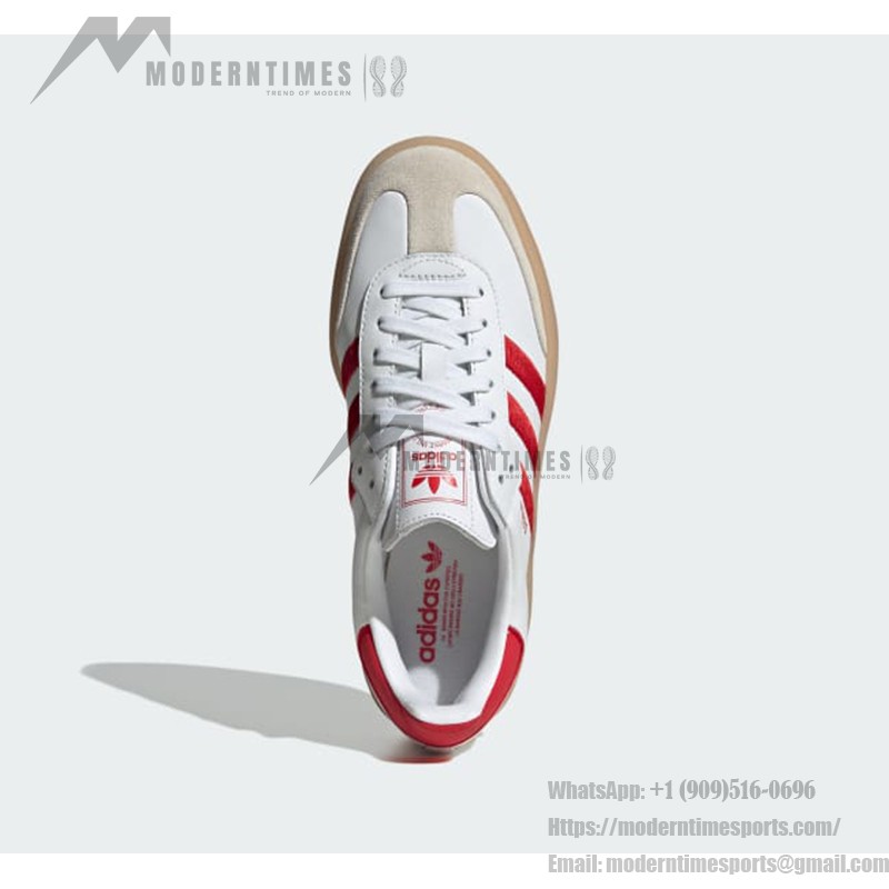 Adidas Samba ID0438 - Classic White Sneakers with Red Stripes Adidas Samba ID0438 White Sneakers with Red Stripes and Suede Details