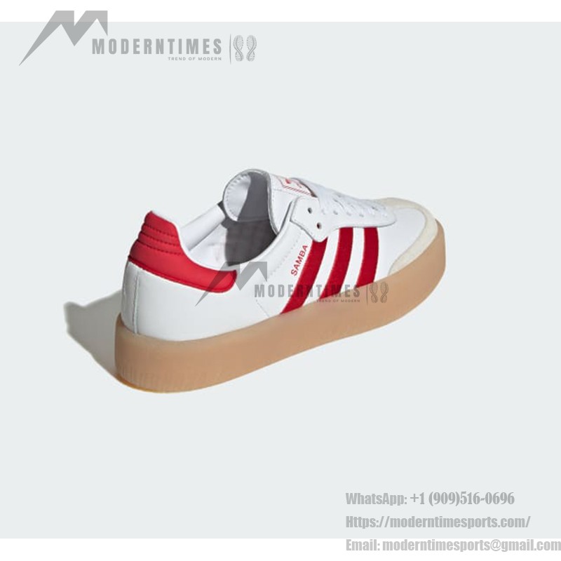 Adidas Samba ID0438 - Classic White Sneakers with Red Stripes Adidas Samba ID0438 White Sneakers with Red Stripes and Suede Details