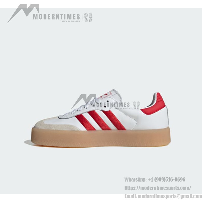 Adidas Samba ID0438 - Classic White Sneakers with Red Stripes Adidas Samba ID0438 White Sneakers with Red Stripes and Suede Details