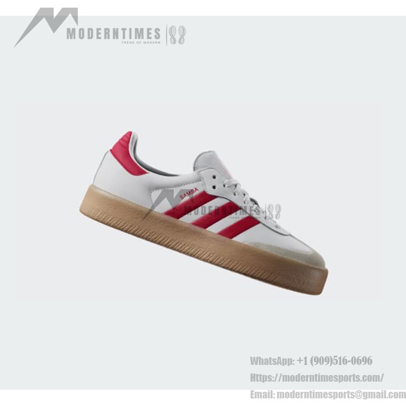 Adidas Samba ID0438 - Classic White Sneakers with Red Stripes Adidas Samba ID0438 White Sneakers with Red Stripes and Suede Details