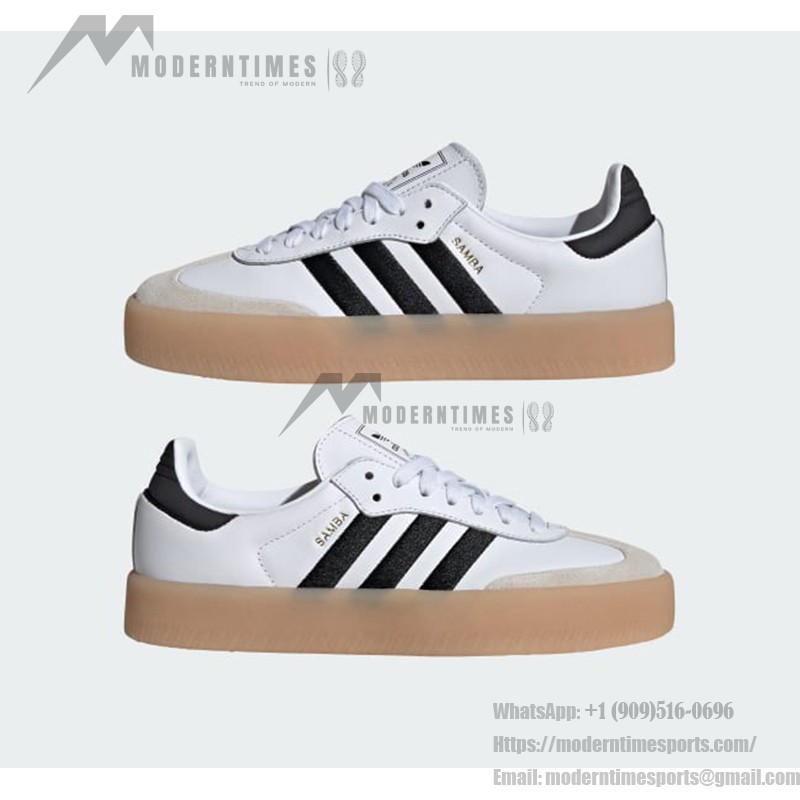 Adidas Samba OG IG5744 - Classic White Sneakers with Black Stripes Adidas Samba OG IG5744 White Leather Sneakers with Black Stripes and Gum Sole