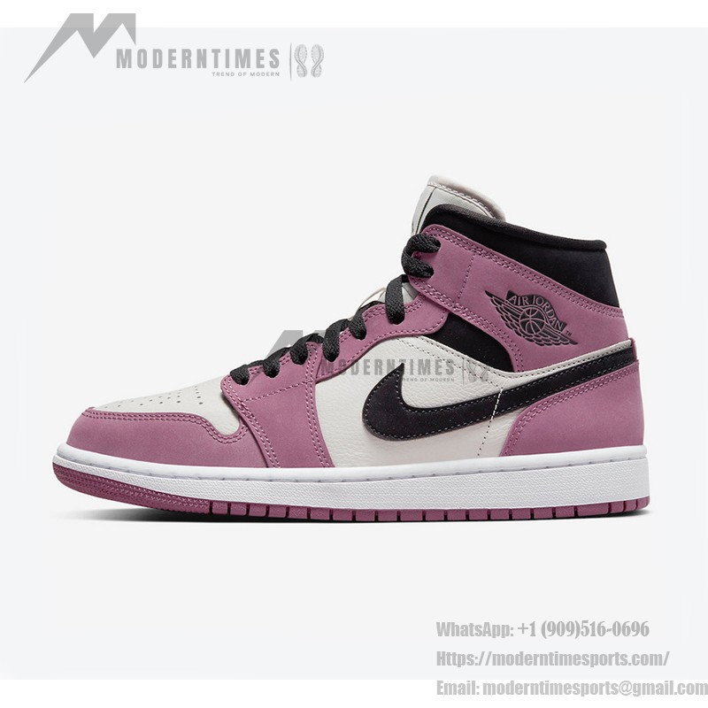 Limited Edition Air Jordan 1 Mid Pink & White High-Top Sneakers - Model DC7267-500 Limited Edition Air Jordan 1 Mid Pink & White High-Top Sneakers