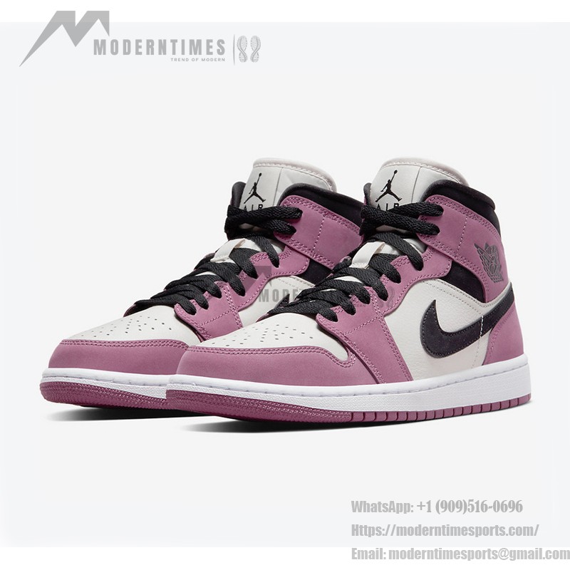 Limited Edition Air Jordan 1 Mid Pink & White High-Top Sneakers - Model DC7267-500 Limited Edition Air Jordan 1 Mid Pink & White High-Top Sneakers