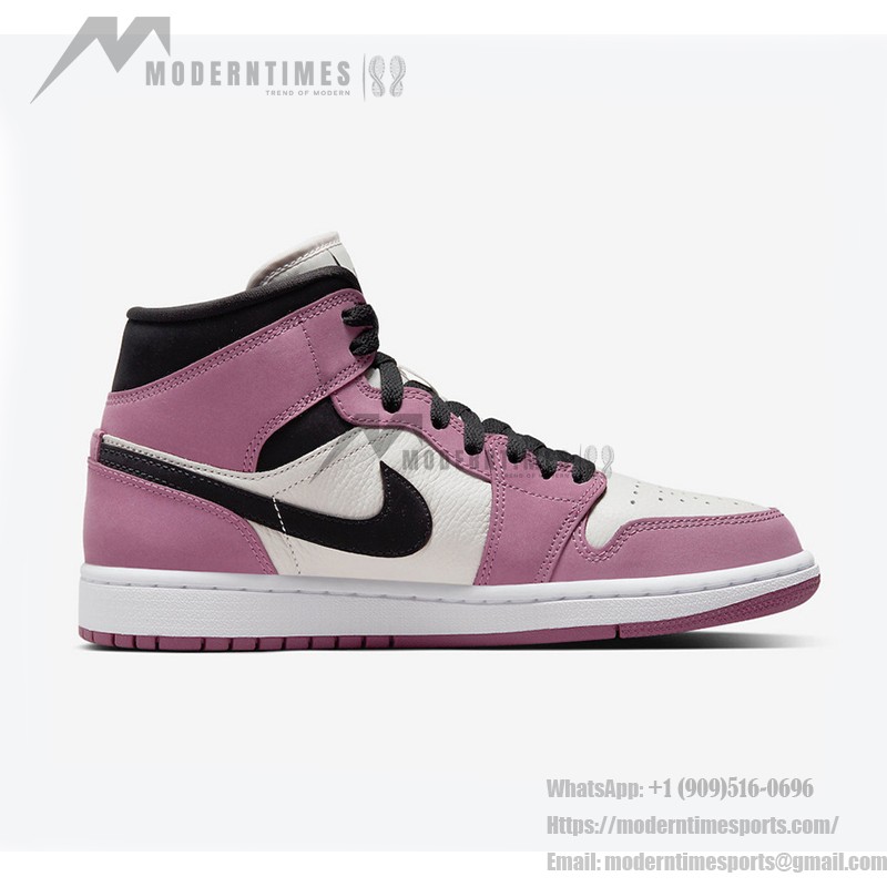 Limited Edition Air Jordan 1 Mid Pink & White High-Top Sneakers - Model DC7267-500 Limited Edition Air Jordan 1 Mid Pink & White High-Top Sneakers
