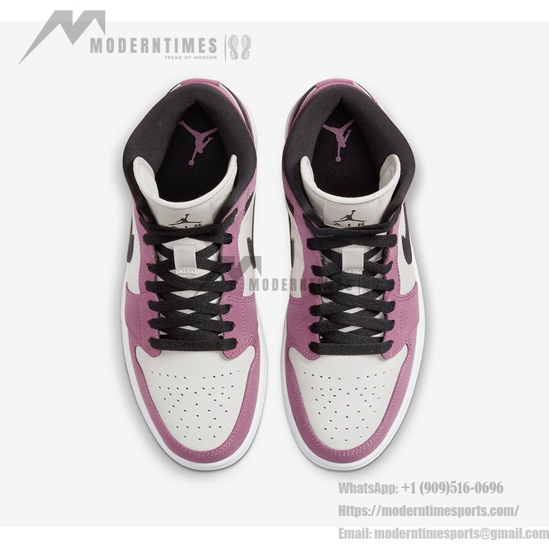 Limited Edition Air Jordan 1 Mid Pink & White High-Top Sneakers - Model DC7267-500 Limited Edition Air Jordan 1 Mid Pink & White High-Top Sneakers