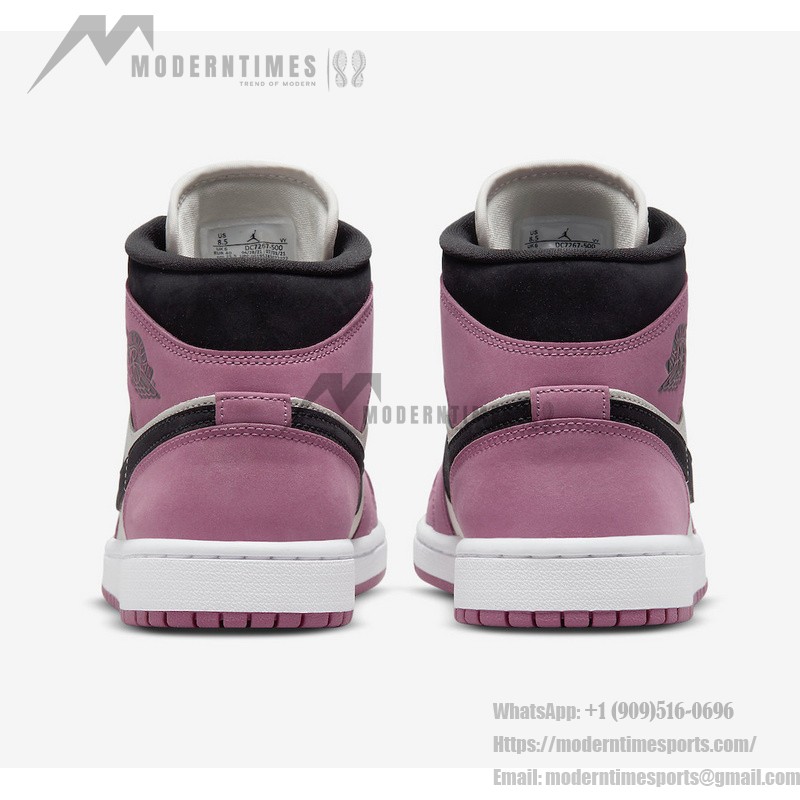 Limited Edition Air Jordan 1 Mid Pink & White High-Top Sneakers - Model DC7267-500 Limited Edition Air Jordan 1 Mid Pink & White High-Top Sneakers