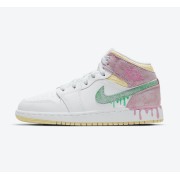Air Jordan 1 Mid GS ‘Paint Drip’ DD1666-100 - Creative Paint Drip Design Sneakers | Youth Edition | Classic Fashion