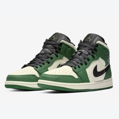 Select Limited Air Jordan 1 Mid SE Green & Black High-Tops - 852542-301