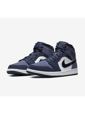 Air Jordan 1 Mid 青と黒の配色 モダンバスケットボールスニーカー 554724-445 - スタイルと快適さの完璧な融合