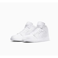 Buy Classic All-White Air Jordan 1 Mid - Triple White 554724-129 | Simple Style, Timeless Appeal