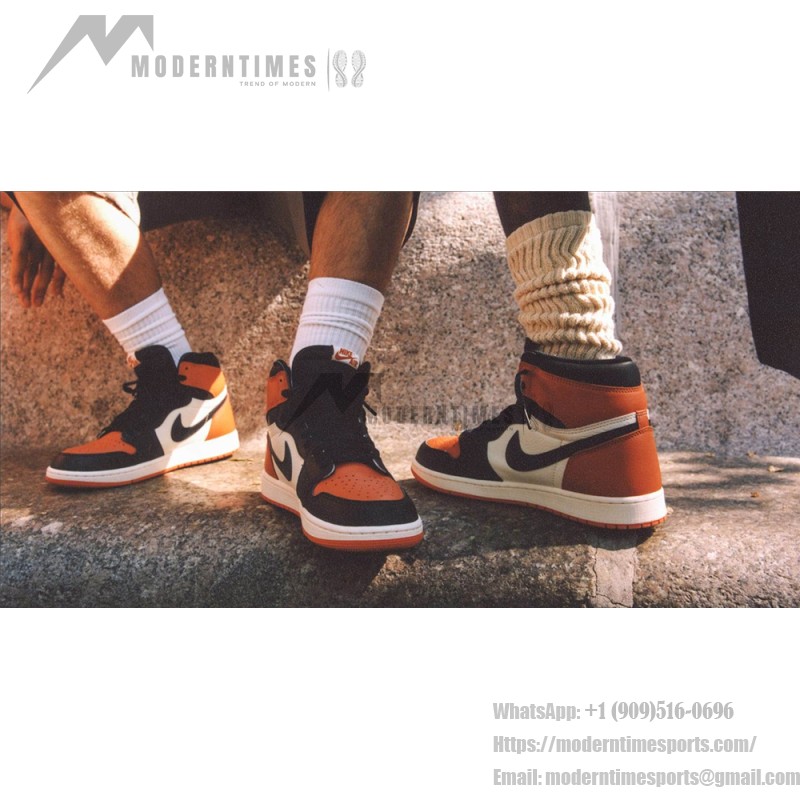 Air Jordan 1 Retro High OG Shattered Backboard Shoes - Black and Orange Side View