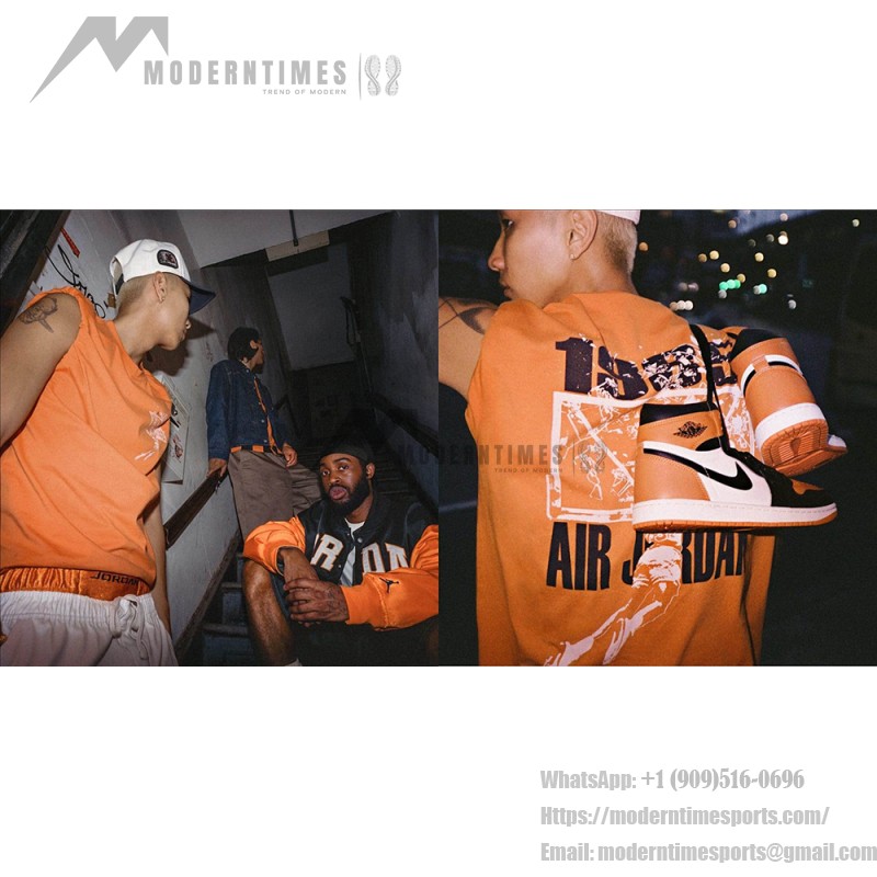 Air Jordan 1 Retro High OG Shattered Backboard Shoes - Black and Orange Side View