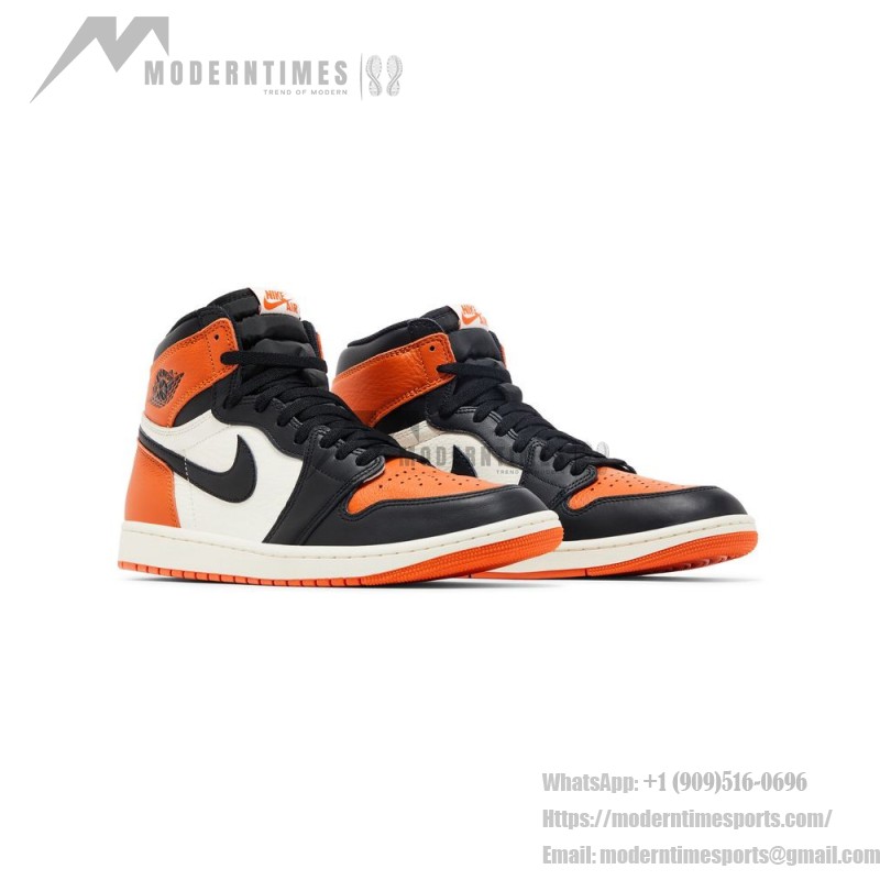 Air Jordan 1 Retro High OG Shattered Backboard Shoes - Black and Orange Side View