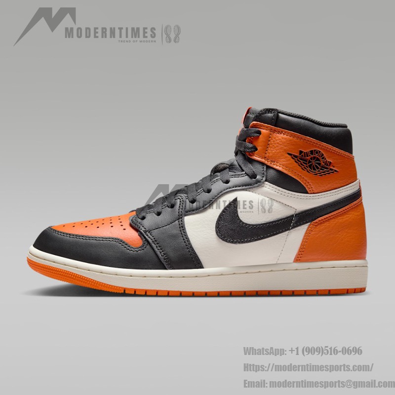 Air Jordan 1 Retro High OG Shattered Backboard Shoes - Black and Orange Side View