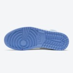 Air Jordan 1 High OG “University Blue” 555088-134 - Classic University Blue Limited Edition Sneakers Side view of Air Jordan 1 High OG “University Blue” 555088-134 sneakers in premium leather with University Blue, black, and white colorway