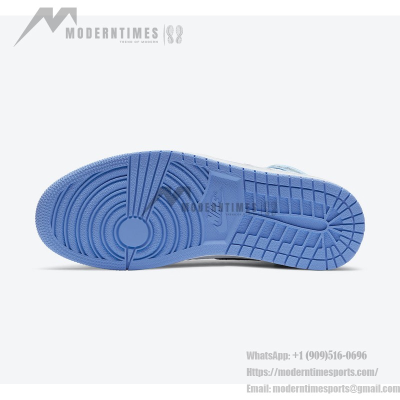 Air Jordan 1 High OG “University Blue” 555088-134 - Classic University Blue Limited Edition Sneakers Side view of Air Jordan 1 High OG “University Blue” 555088-134 sneakers in premium leather with University Blue, black, and white colorway